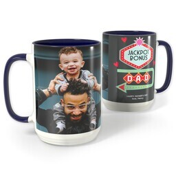 Blue Photo Mug, 15oz with Odds on Bonus Dad design