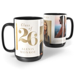 Black Ceramic Mug, 15oz with Grads Big Date 2026 design