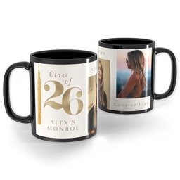 Black Ceramic Photo Mug, 11oz with Grads Big Date 2026 design