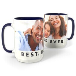 Blue Photo Mug, 15oz with Modern Best Dad Ever design