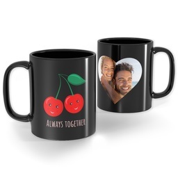 Black Ceramic Photo Mug, 11oz with Always Together design