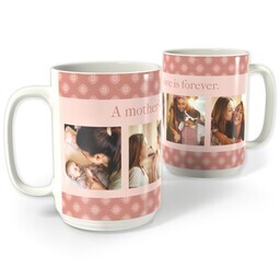 White Photo Mug, 15oz with A Mother's Love is Forever design