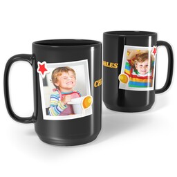 Black Ceramic Mug, 15oz with Balloon and Star design