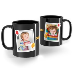 Black Ceramic Photo Mug, 11oz with Balloon and Star design