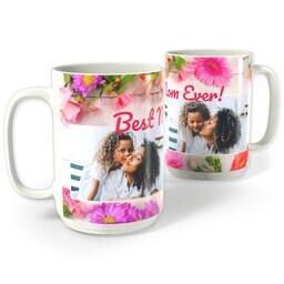 White Photo Mug, 15oz with Best MomEver design