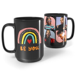 Black Ceramic Mug, 15oz with Be You design