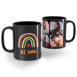 Black Ceramic Photo Mug, 11oz with Be You design