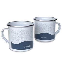 Personalized Enamel Campfire Mugs with Christmas Patterns design