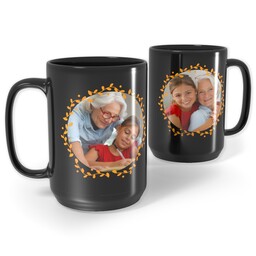 Black Ceramic Mug, 15oz with Golden Vines  design