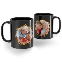 Black Ceramic Photo Mug, 11oz with Golden Vines  design