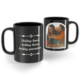 Black Ceramic Photo Mug, 11oz with Holding Generations  design