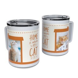 Personalized Coffee Travel Mugs with Home where is My cat is  design