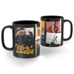 Black Ceramic Photo Mug, 11oz with Life is Beautiful  design