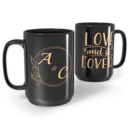 Black Ceramic Mug, 15oz with Love and be Loved design