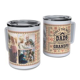 Personalized Coffee Travel Mugs with Promoted to Grandpa design