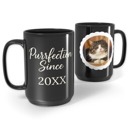 Black Ceramic Mug, 15oz with Purrfection  design