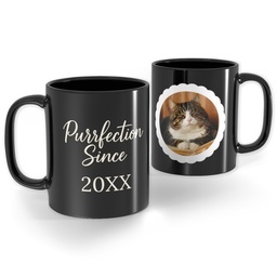 Black Ceramic Photo Mug, 11oz with Purrfection  design