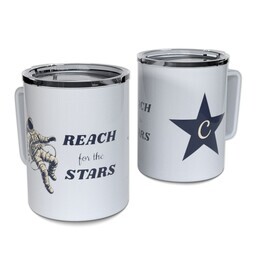 Personalized Coffee Travel Mugs with Reach for the Stars  design
