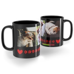 Black Ceramic Photo Mug, 11oz with RedHeartsandPaws  design