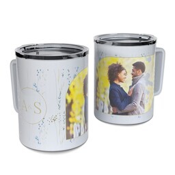Personalized Coffee Travel Mugs with Romance in Bloom design