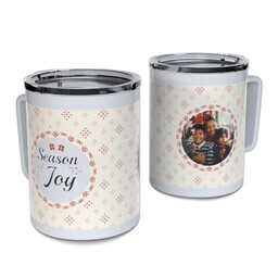 Personalized Coffee Travel Mugs with Season of Joy design