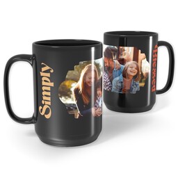 Black Ceramic Mug, 15oz with Simply Blessed design