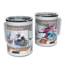 Personalized Coffee Travel Mugs with Snow Much Fun design