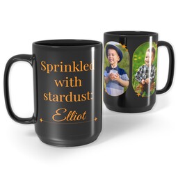 Black Ceramic Mug, 15oz with Sprinkled with Stardust  design