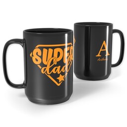 Black Ceramic Mug, 15oz with Super Dad design