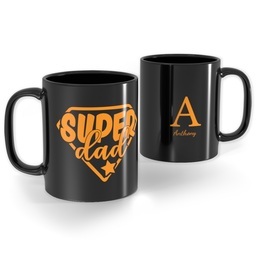 Black Ceramic Photo Mug, 11oz with Super Dad design