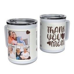 Personalized Coffee Travel Mugs with Thank you Mom design