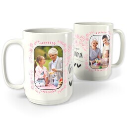 White Photo Mug, 15oz with World's Best Grandma design