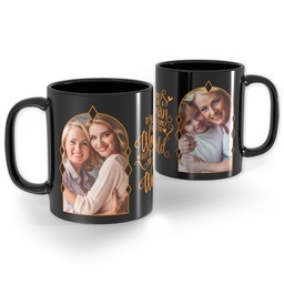 Black Ceramic Photo Mug, 11oz with You are the World  design