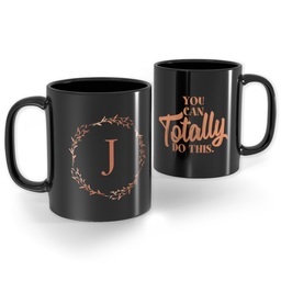 Black Ceramic Photo Mug, 11oz with You can totally do this  design