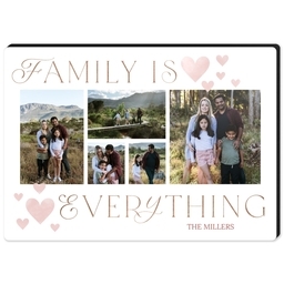 High Gloss Easel Print 5x7 with Family is Everything Hearts design