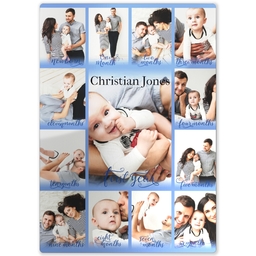 Metal Print 5x7 with Baby's First Year Blue design