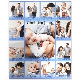 Metal Print 8x10 with Baby's First Year Blue design