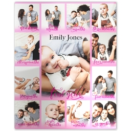 Metal Print 8x10 with Baby's First Year Pink design