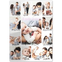 Metal Print 5x7 with Baby's First Year White design