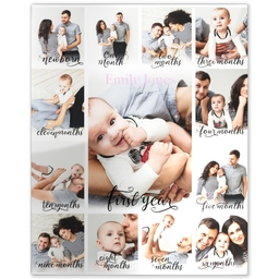 Metal Print 8x10 with Baby's First Year White design