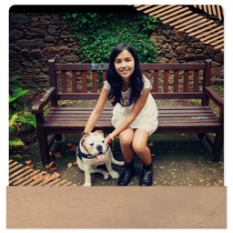 4x4 Square Metal Print With Stand with Champagne Chevron design