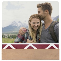 4x4 Square Metal Print With Stand with Patterned Burgundy design