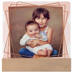 4x4 Square Metal Print With Stand with Rose Gold Rush design