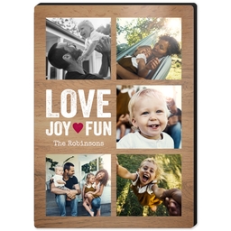 High Gloss Easel Print 5x7 with Love, Joy, Fun design