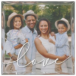 4x4 Glossy Acrylic Block with Love Script design