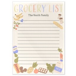 Acrylic Memo Board 5"x7" - Magnet Back with Grocery Fun design