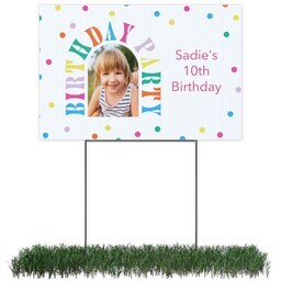 Photo Yard Sign 12x18 (with H-Stake) with Bright Birthday Confetti Invite design