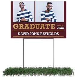 Photo Yard Sign 12x18 (with H-Stake) with New Graduate Multi Red design