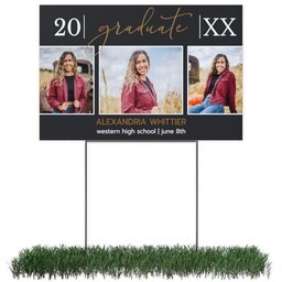Photo Yard Sign 12x18 (with H-Stake) with Elegant Script Graduate design