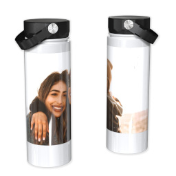Stainless Steel Water Bottle - White with Full Photo design